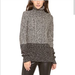 Vince Two-Tone Black and White Marled Turtleneck Sweater